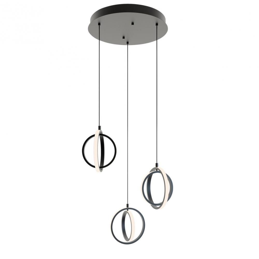 Lock 3 Light Round Pendant MB 120V,BK