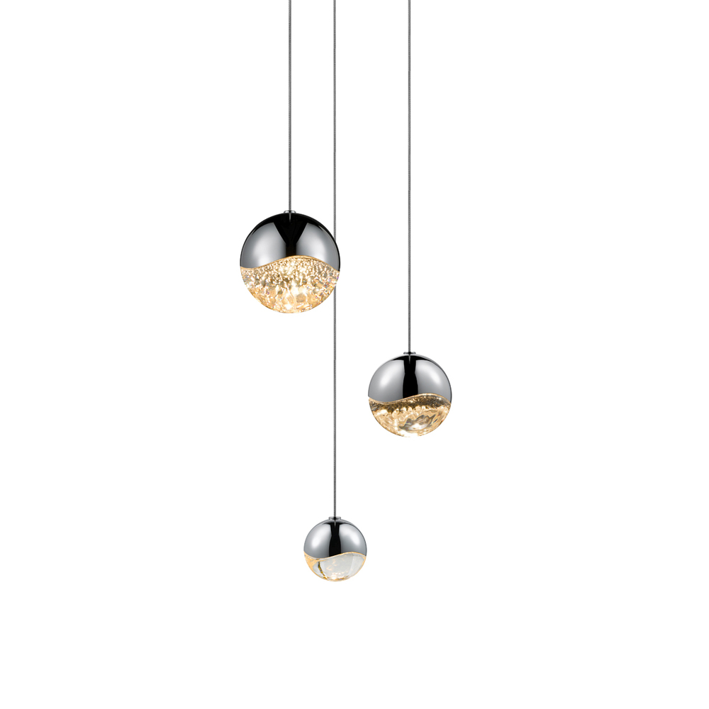 3-Light Round Assorted LED Pendant