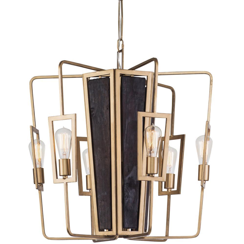 Madeira 6-Lt Chandelier - Rustic Gold