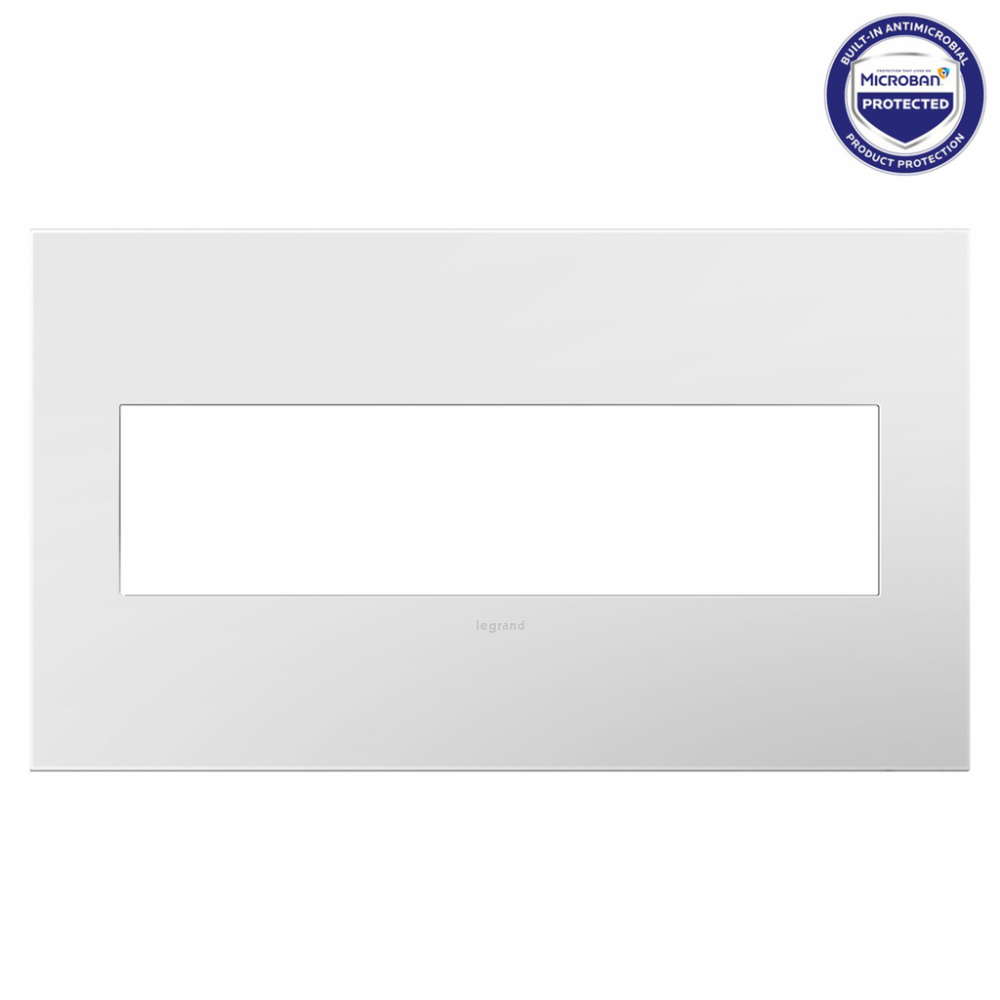 adorne® Gloss White Four-Gang Screwless Wall Plate with Microban®