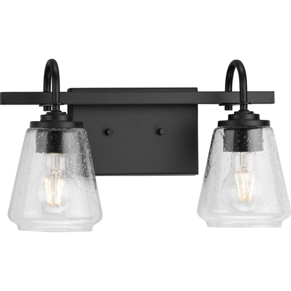 Martenne Collection Two-Light Matte Black Modern Farmhouse Vanity Light