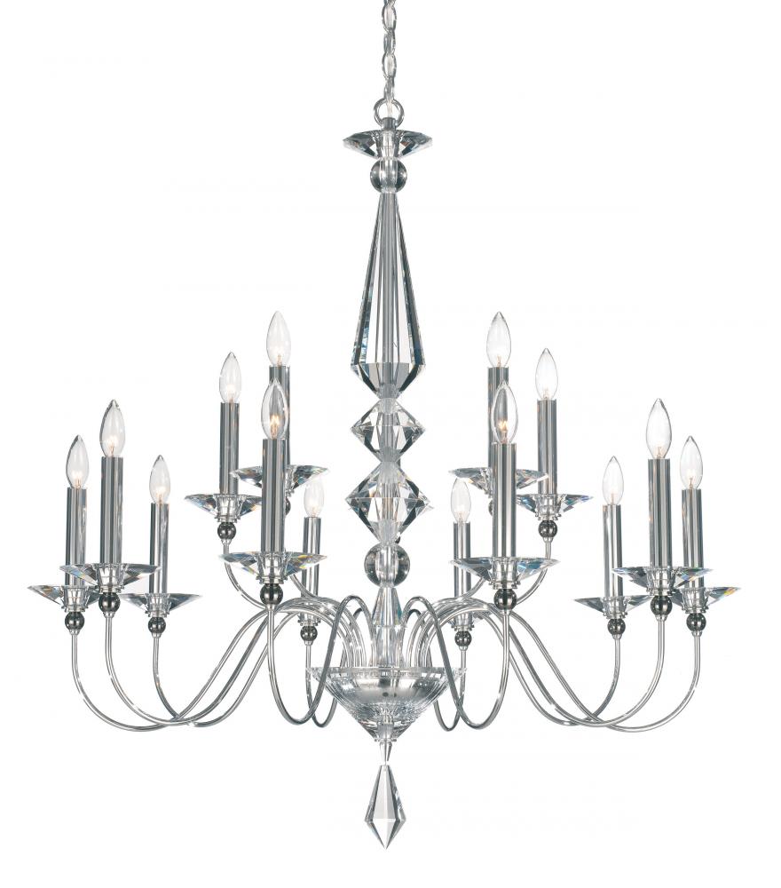 Jasmine 15 Light 120V Chandelier in Polished Silver with Optic Crystal