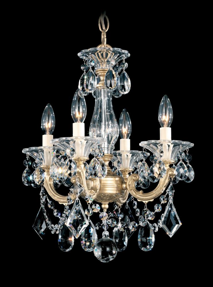 La Scala 4 Light 120V Chandelier in Florentine Bronze with Clear Heritage Handcut Crystal