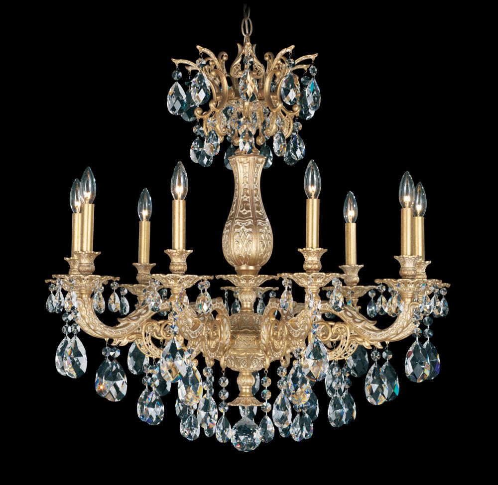 Milano 9 Light 120V Chandelier in Heirloom Gold with Heritage Handcut Crystal