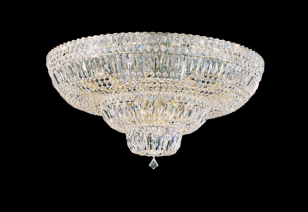 Petit Crystal Deluxe 21 Light 120V Semi-Flush Mount in Polished Silver with Optic Crystal