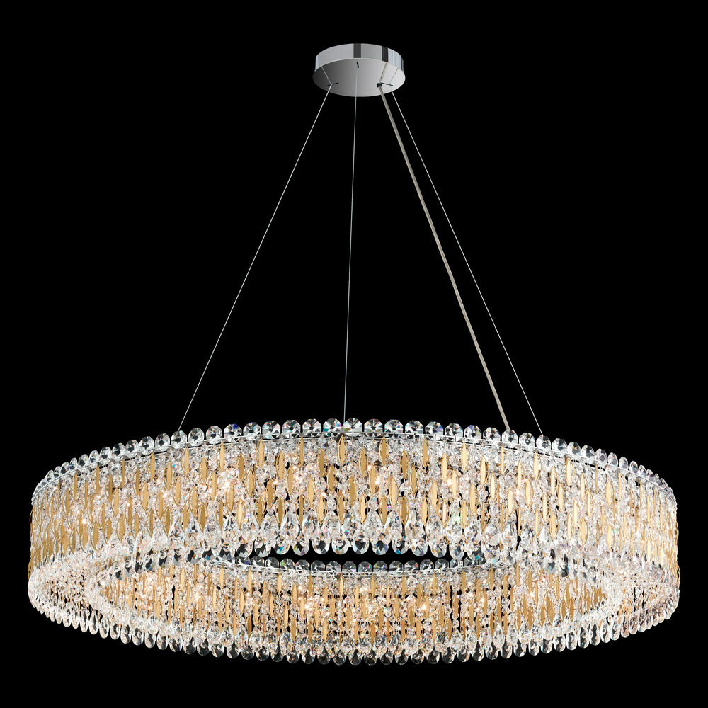 Sarella 27 Light 120V Pendant in Polished Stainless Steel with Heritage Handcut Crystal