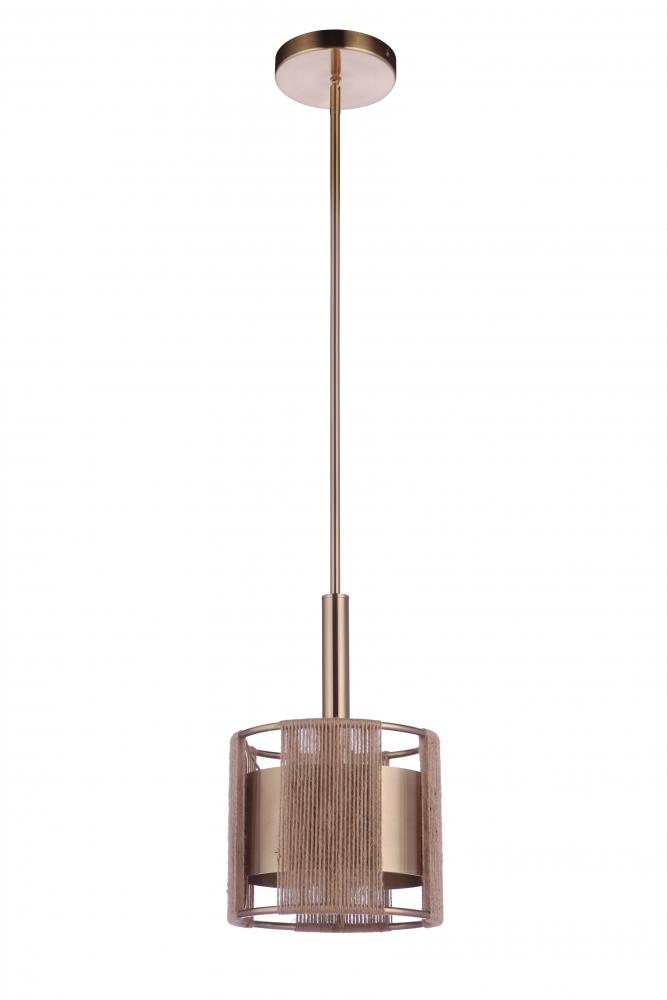 Kensey 1 Light Mini Pendant in Satin Brass