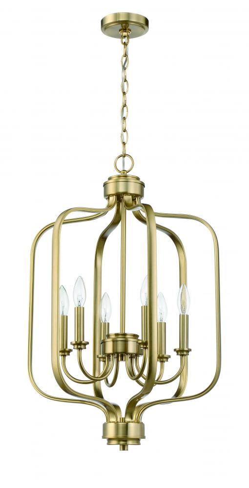 Bolden 6 Light Foyer in Satin Brass