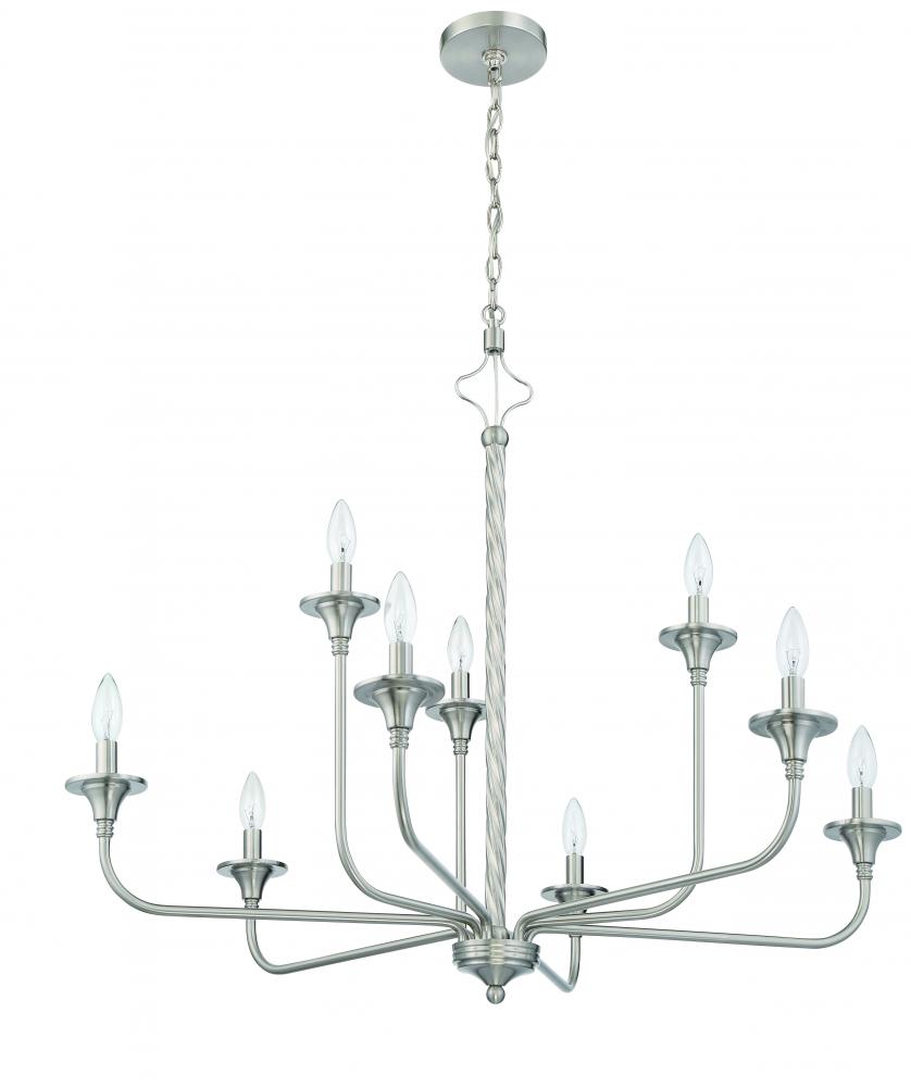 Jolenne 9 Light Two-Tier Chandelier in Brushed Polished Nickel