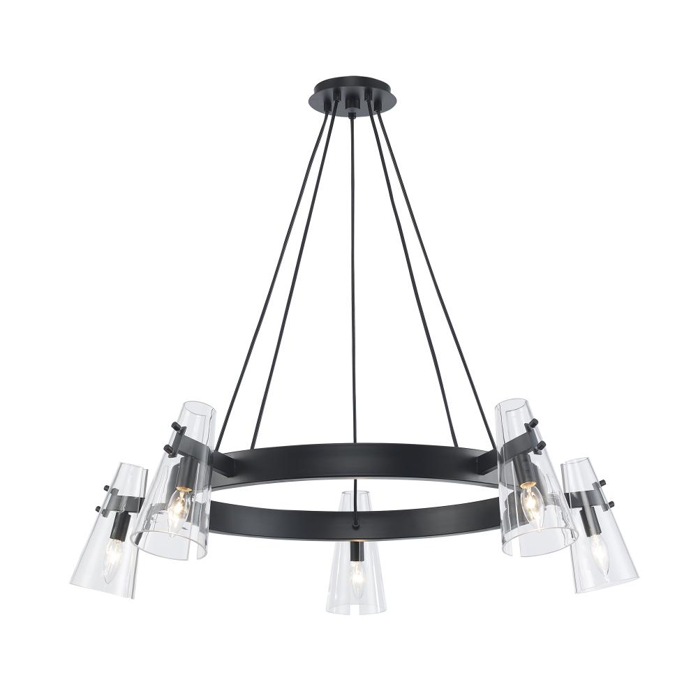 LuminaGlow 5 - Light Dimmable Wagon Wheel Dining Chandelier