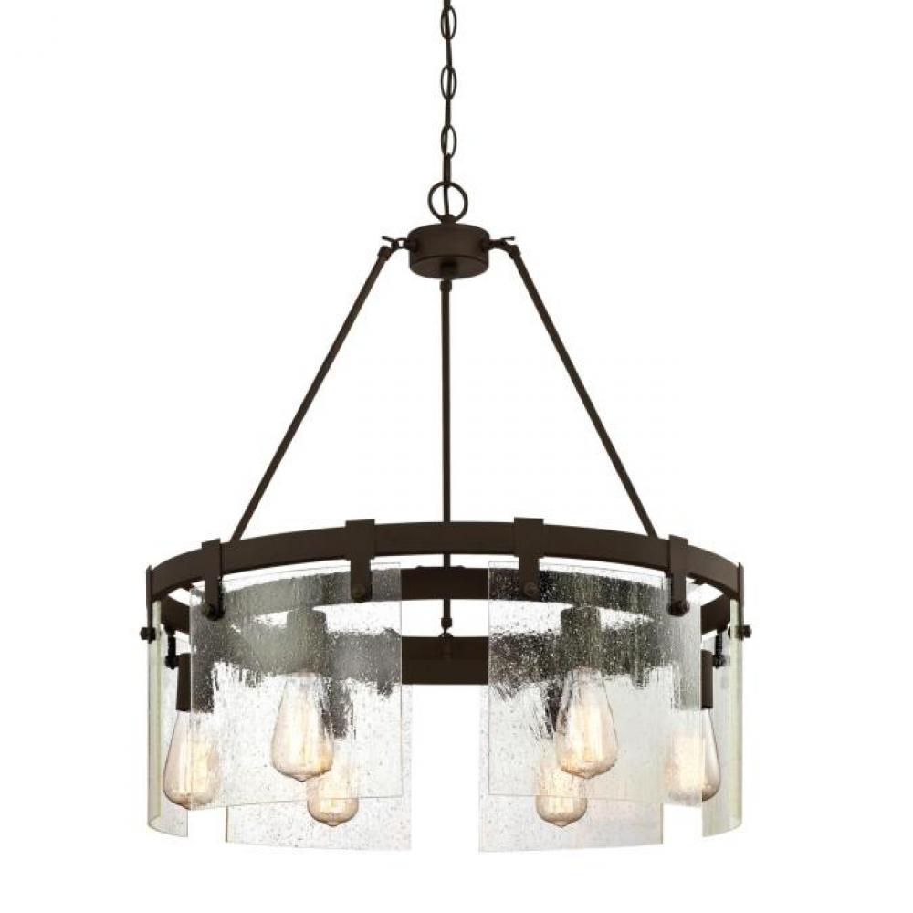 6 Light Chandelier Oil Rubbed Bronze Finish Clear Seeded Glass