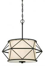 Westinghouse 6324600 - 2 Light Pendant Matte Black Finish Sand Fabric Shade