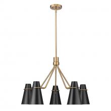 Golden 2122-5 MBS-BLK - Reeva 5 Light Chandelier in Modern Brass with Matte Black Shade