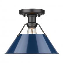 Golden 3306-FM BLK-NVY - Orwell BLK Flush Mount in Matte Black with Matte Navy shade