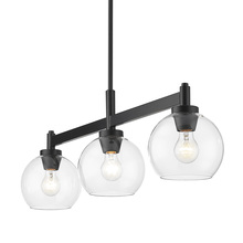 Golden 4855-3LP BLK-CLR - Galveston BLK Linear Pendant in Matte Black with Clear Glass Shade