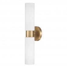  652621AD - 2-Light Dual Linear Sconce Bath Bar in Aged Brass with Soft White Glass