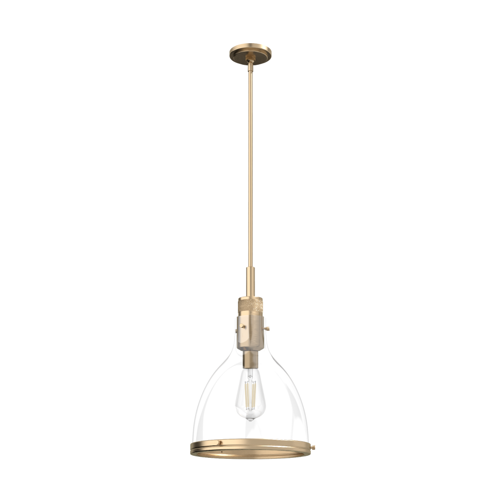 Hunter Van Nuys Alturas Gold with Clear Glass 1 Light Pendant Ceiling Light Fixture