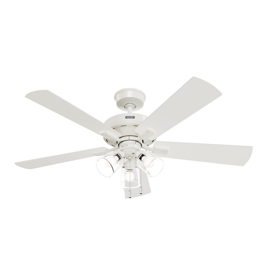 Hunter 52 inch Crestfield HunterExpress Fresh White Ceiling Fan with LED Light Kit and Pull Chain