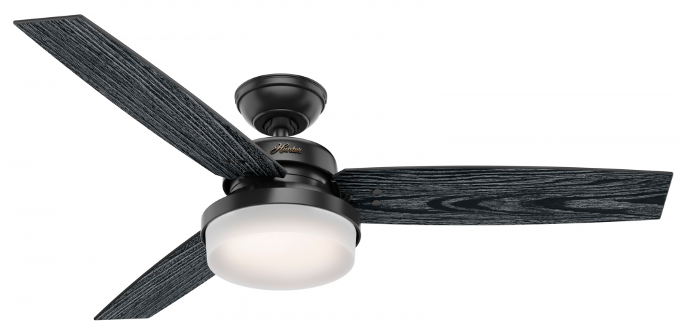 Hunter 52 inch Sentinel Matte Black Ceiling Fan with LED Light Kit and Handheld Remote