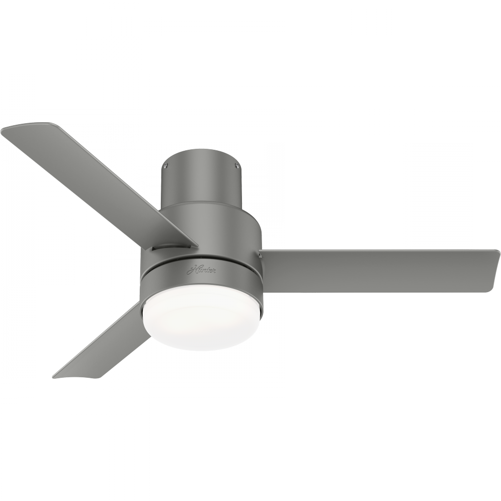 Hunter 44 inch Gilmour Matte Silver Low Profile Damp Rated Ceiling Fan with LED Light Kit