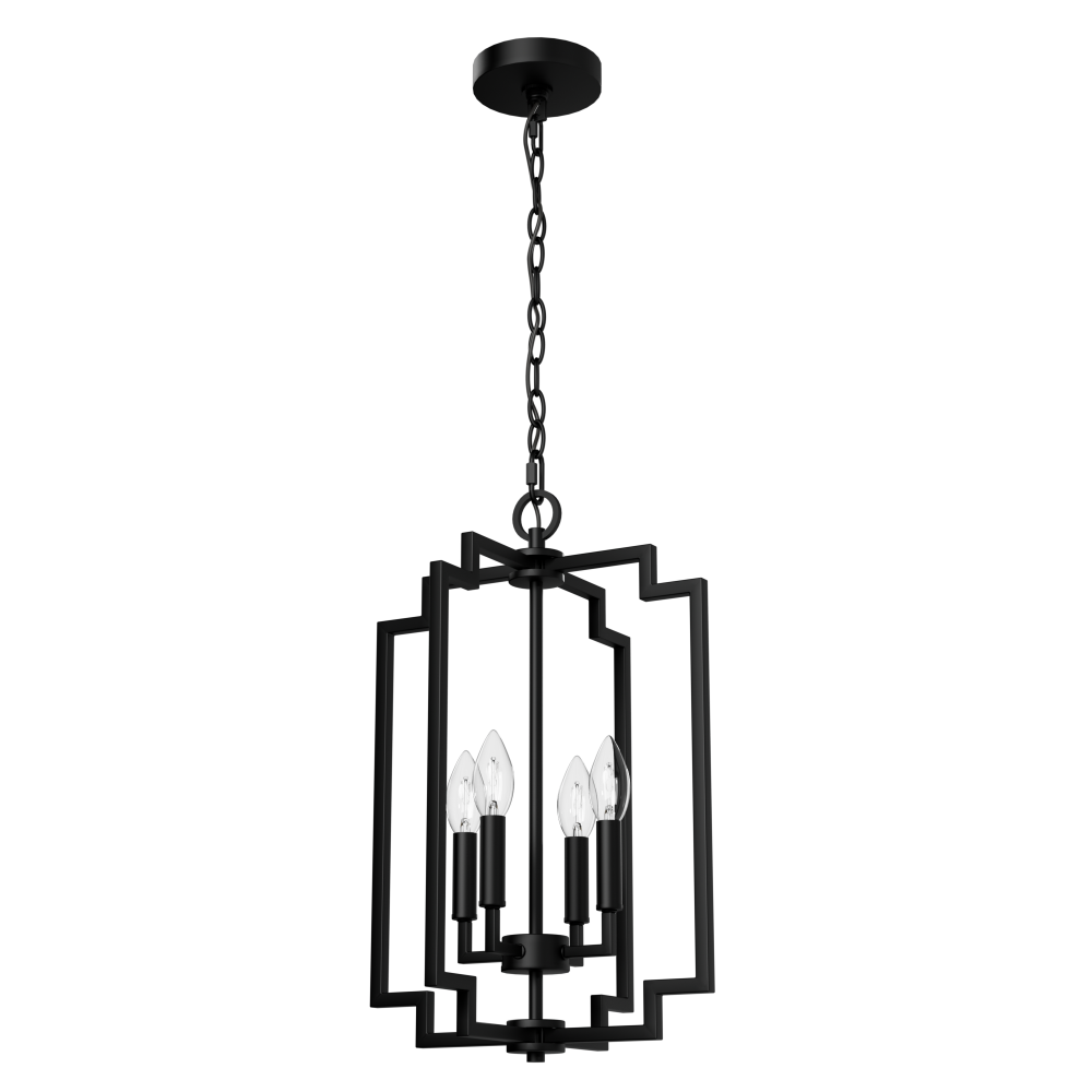 Hunter Zoanne Matte Black 4 Light Pendant Ceiling Light Fixture