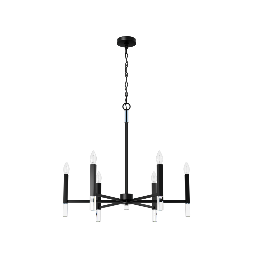 Hunter Sunjai Matte Black 6 Light Large Chandelier Ceiling Light Fixture