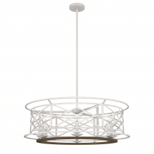 Hunter 19330 - Hunter Langwood Distressed White and Chestnut 6 Light Chandelier Ceiling Light Fixture