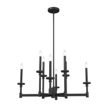 Hunter 19054 - Hunter Briargrove Matte Black 8 Light Large Chandelier Ceiling Light Fixture