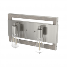 Hunter 19861 - Hunter Woodburn Brushed Nickel 2 Light Bathroom Vanity Wall Light Fixture