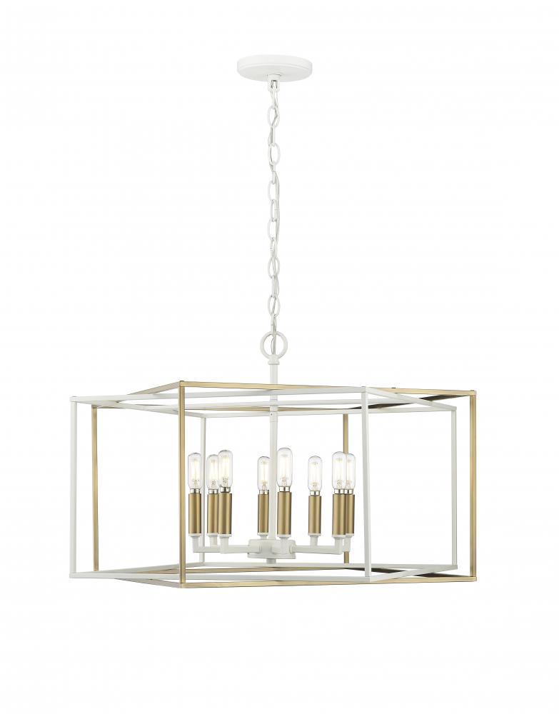 Lowe 8-Light Pendant Light Matte White/Vintage Brass