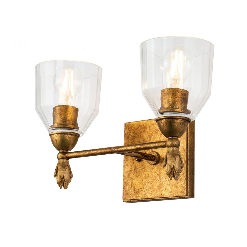 Felice 2 Light Vanity Light In Gold