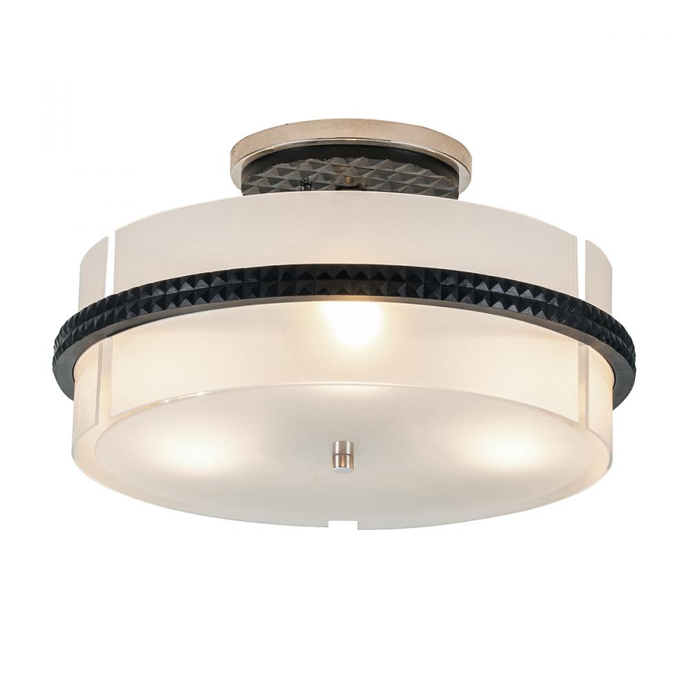 Mazant 3 Light Semi Flush in Black and Chrome