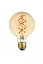  G25LED302-6PK - LED Decorative Helix Vertical 2000k Nostaligic Filament 6 Watts 300 Lumens Amber Tint G25 Light