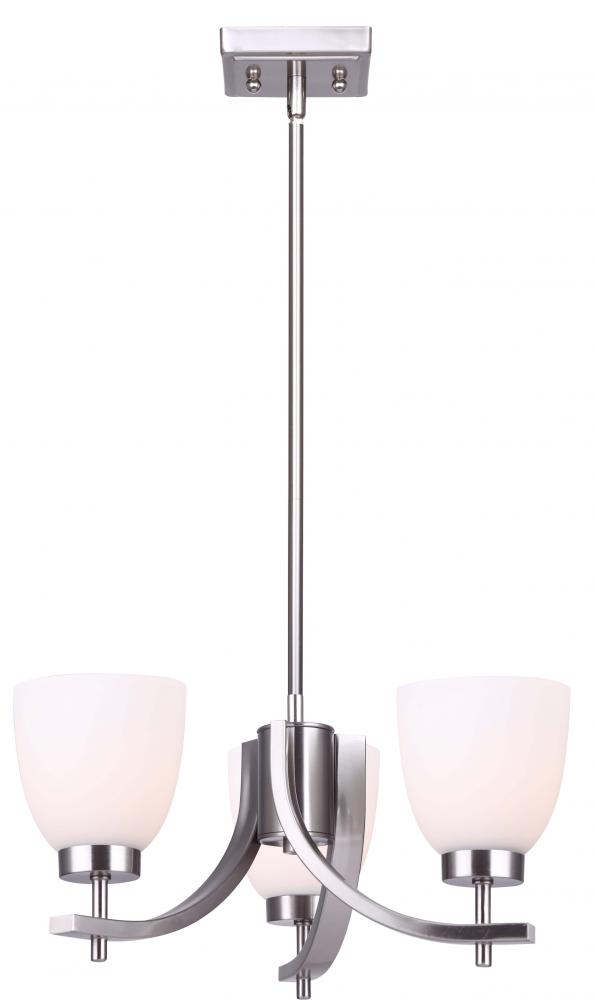 MACK, ICH1077A03BN -G-, 3 Lt Rod Chandelier, Up and Down, Flat Opal Glass, 100W Type A, 18inch W x 1