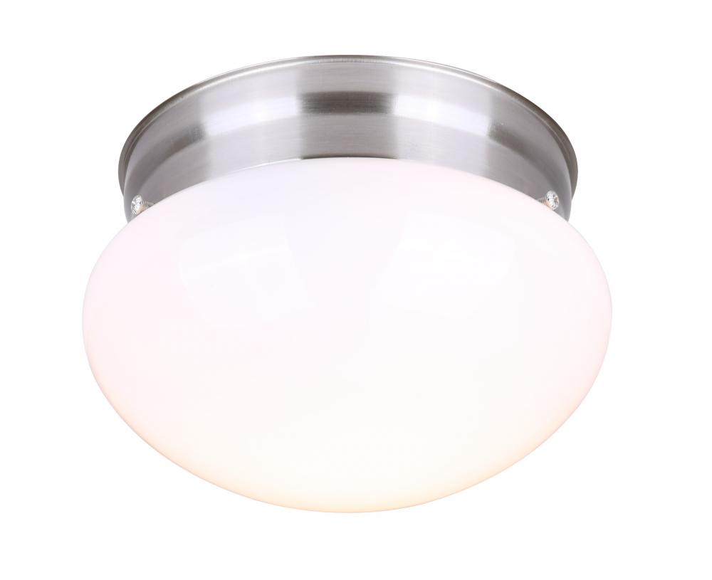 Fmount, 1 Lt Flushmount, Flat Opal Glass, 60W Type A19, 7 1/4" x 4 5/8"