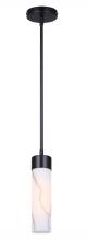 Canarm IPL1153A01BK - KRISTELLA 60-Watt 1 Light Black Modern Pendant with Grey Marbled Glass Shade