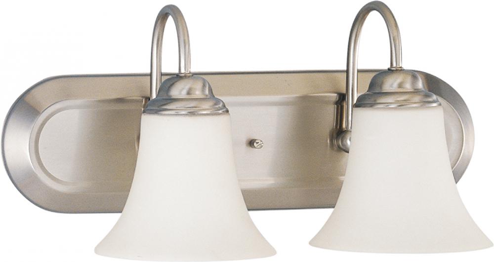 Dupont - 2 Light Vanity with Satin White Glass - Brushed Nickel Finish