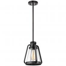 Nuvo 60/7551 - Everett; 1 Light; 7 Inch Mini Pendant; Matte Black Finish with Clear Glass