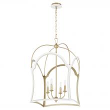 Quorum 8217-4-0880 - Tiffany 4 Light Lantern, Studio White, Aged Brass