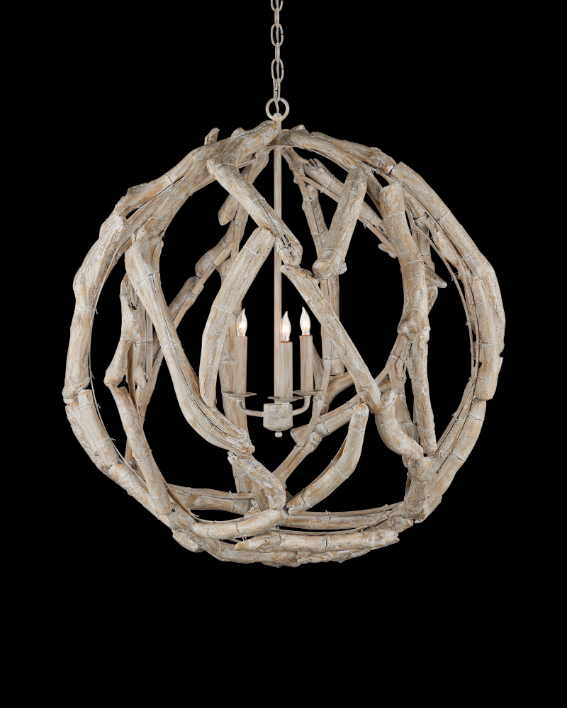 Driftwood Whitewash Orb Chandelier